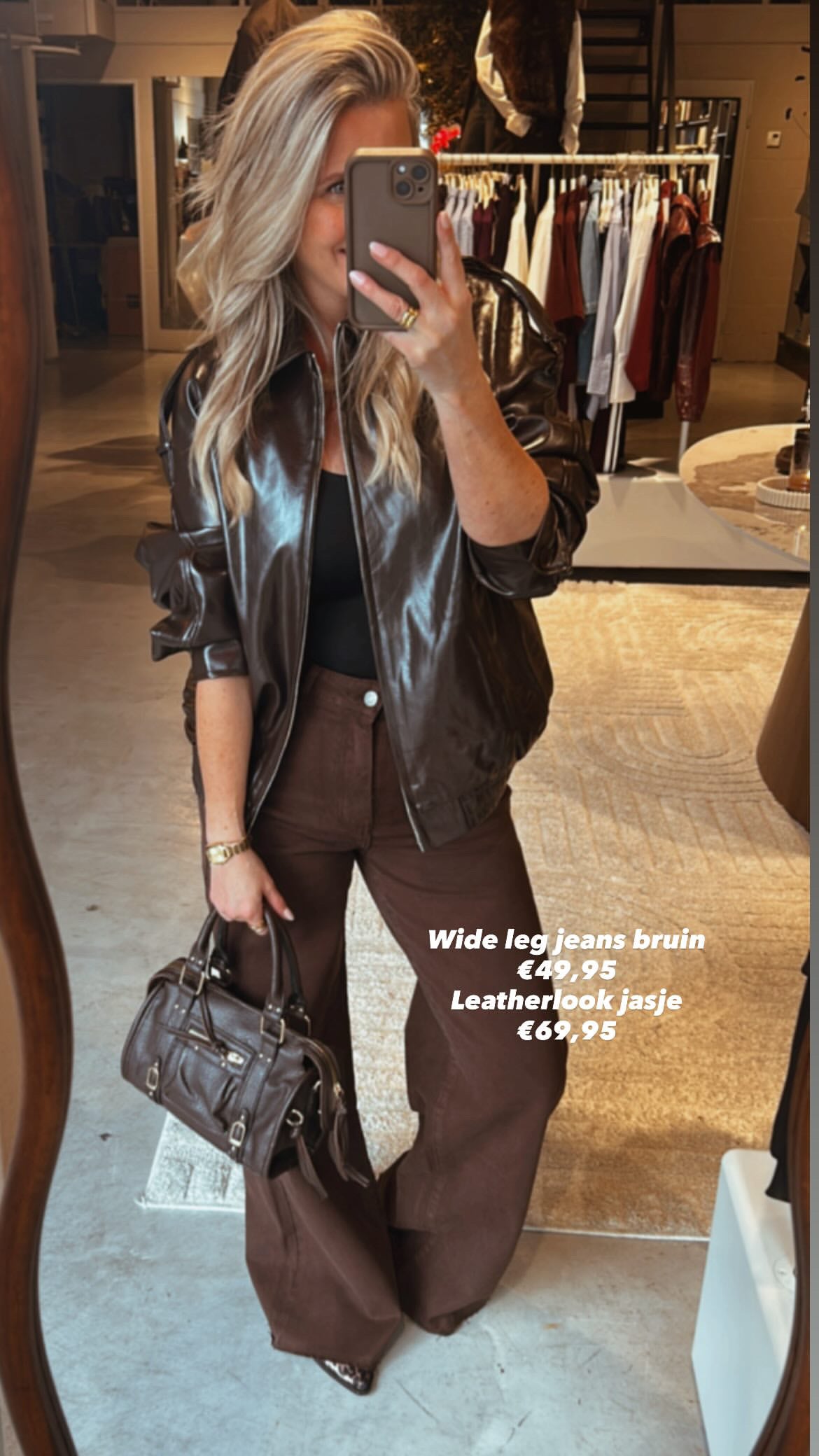 Bruine Wideleg Jeans Fem